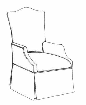 HF-206 - Camel Bk. Arm Chair, Skirt