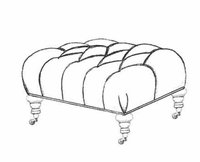 HF-454 - Small Tufted Turned Leg Ottoman