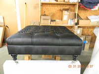 HF-464 - Tufted Turned Leg Sq. Ottoman