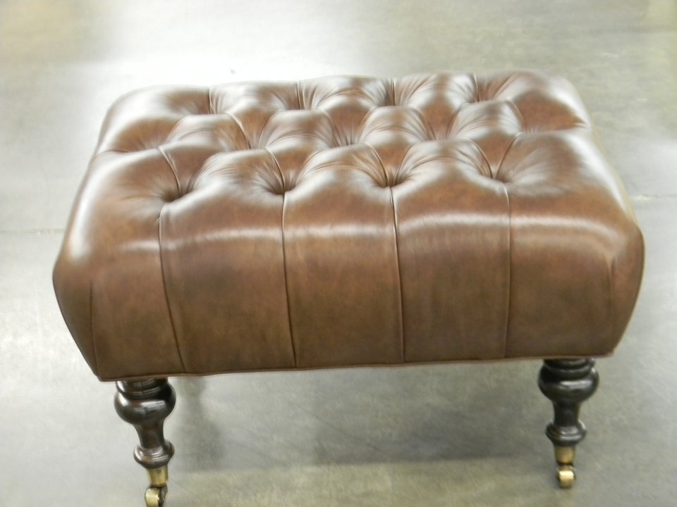 HF-454 - Small Tufted Turned Leg Ottoman