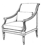 HF-114 - Louis XVI Scroll Bk. Bergere