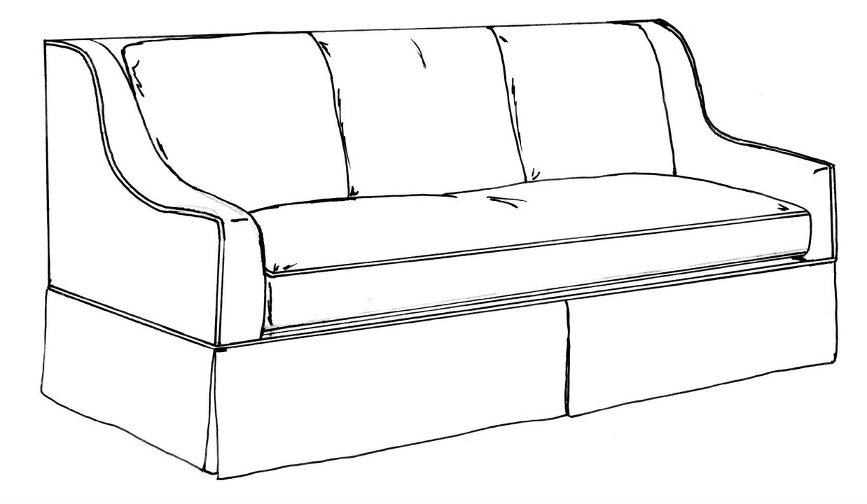 HF-2240 - Skirted High Back Sofa