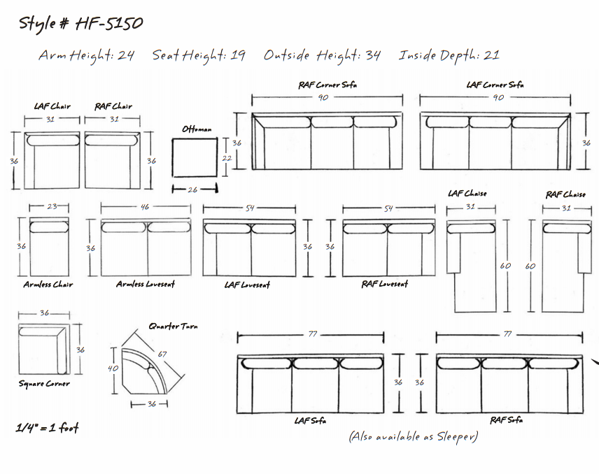 HF-5150 RAF/LAF Chair - Eng. Arm, T.